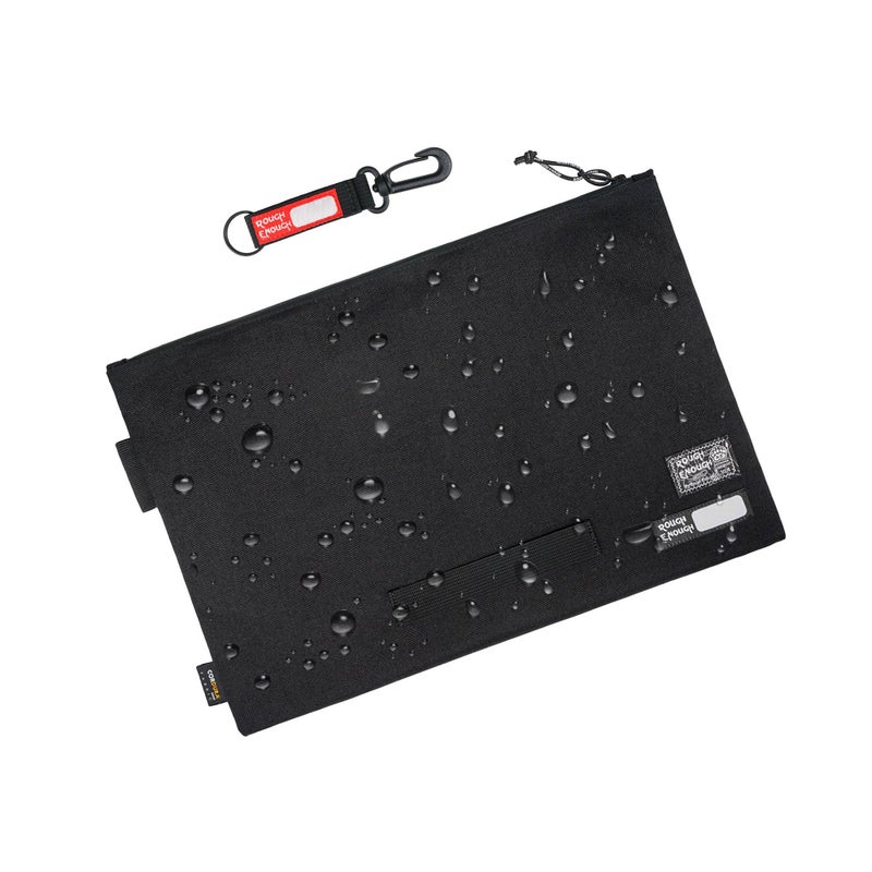 RE ROUGH ENOUGH Rough Enough Important Document Organizer Waterproof Document Folder with Zipper 16 x 11 Inches Black Cordura and Tarpaulin Lining for Office Travel Workspace - Image 1